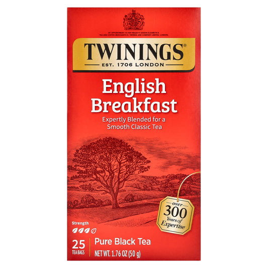 Twinings, Pure Black Tea, English Breakfast, 25 Tea Bags, 1.76 oz (50 g) - Image 1