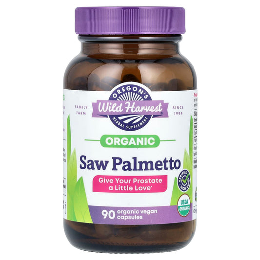 Oregon's Wild Harvest, Organic Saw Palmetto, 90 Organic Vegan Capsules (585 mg per Capsule) - Image 1