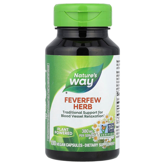 Nature's Way, Feverfew Herb, 380 mg, 100 Vegan Capsules - Image 1