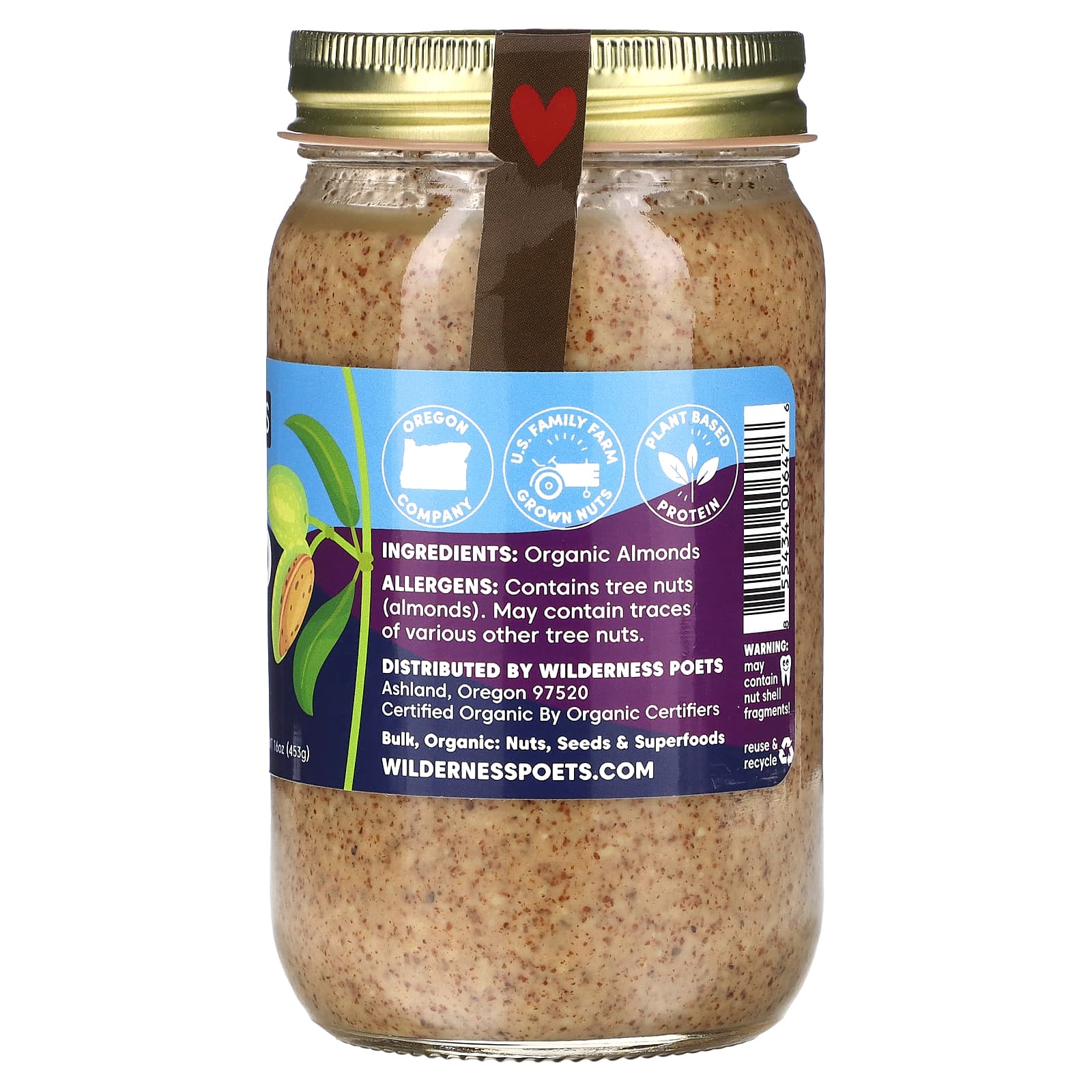 Wilderness Poets, Organic Raw Almond Butter, 16 oz (453 g) - Image 2