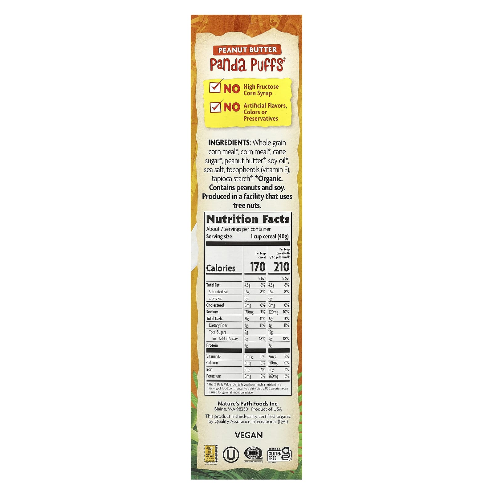 Nature's Path, EnviroKidz, Organic Peanut Butter Panda Puffs® Cereal, 10.6 oz (300 g) - Image 2