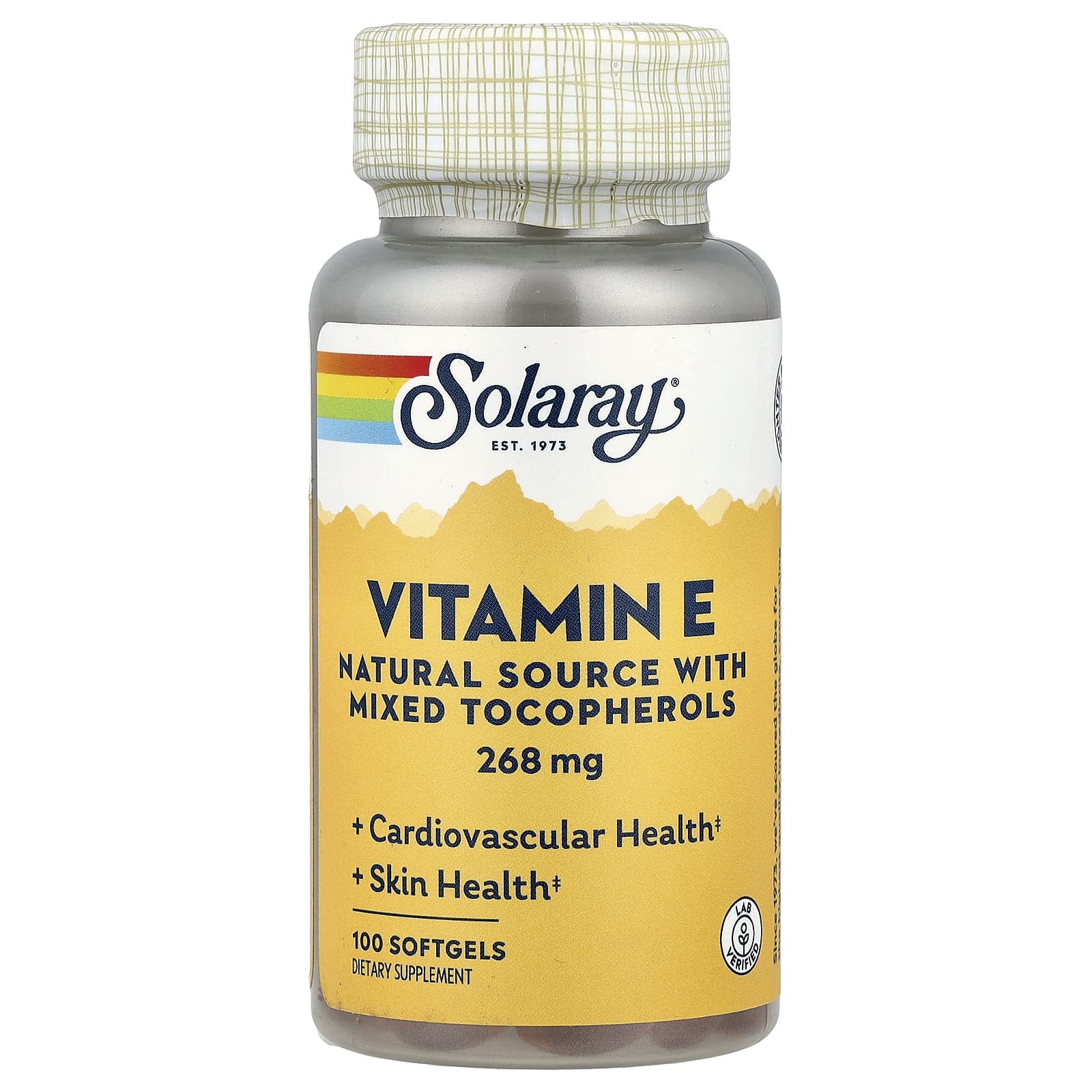 Solaray, Vitamin E, 100 Softgels - Image 1