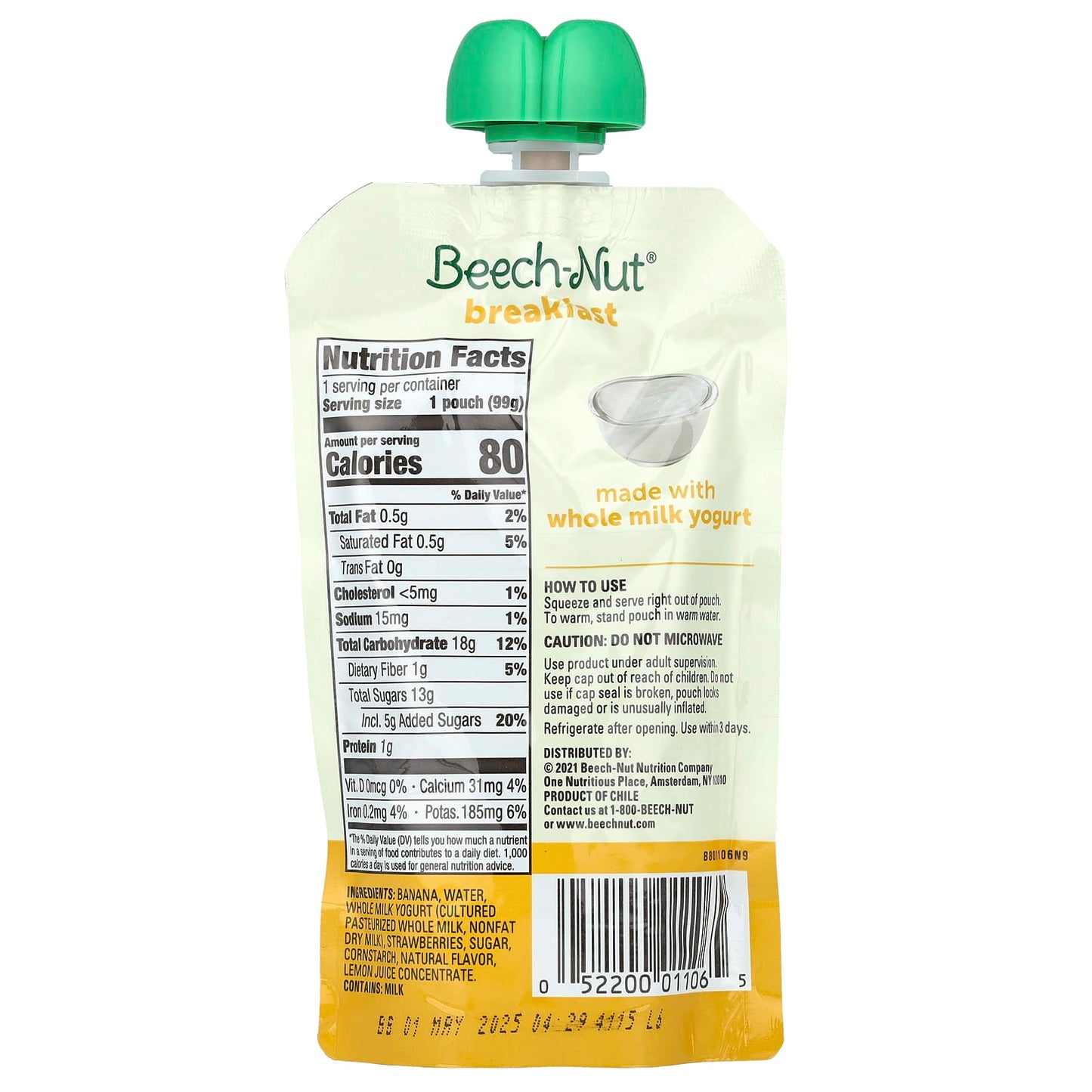 Beech-Nut Stage 4 Breakfast Yogurt Pouches - 12+ Months - Banana & Strawberry - Image 2