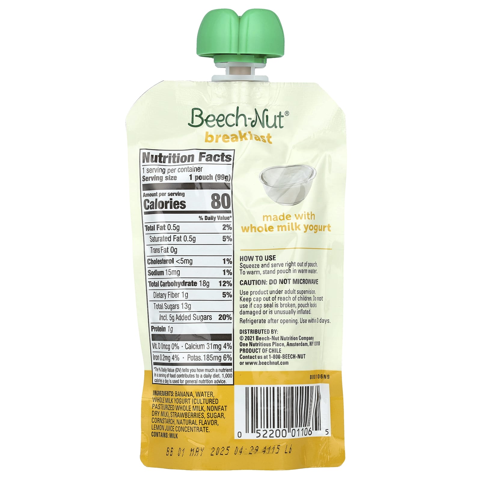 Beech-Nut Stage 4 Breakfast Yogurt Pouches - 12+ Months - Banana & Strawberry - Image 2