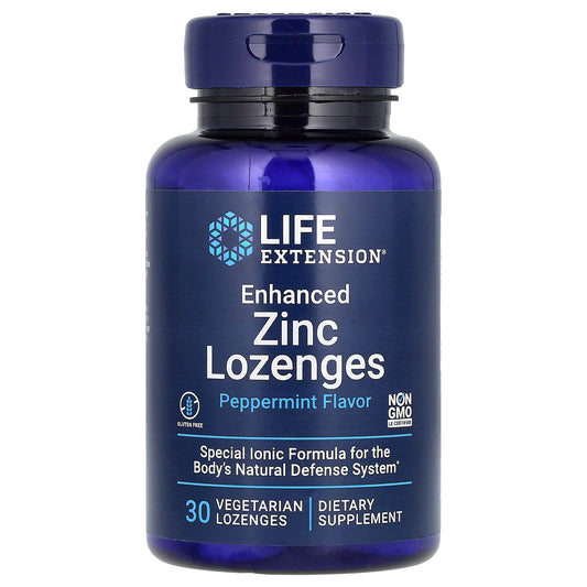 Life Extension, Enhanced Zinc Lozenges, Peppermint, 30 Vegetarian Lozenges (18.75 mg per Lozenge) - Image 1