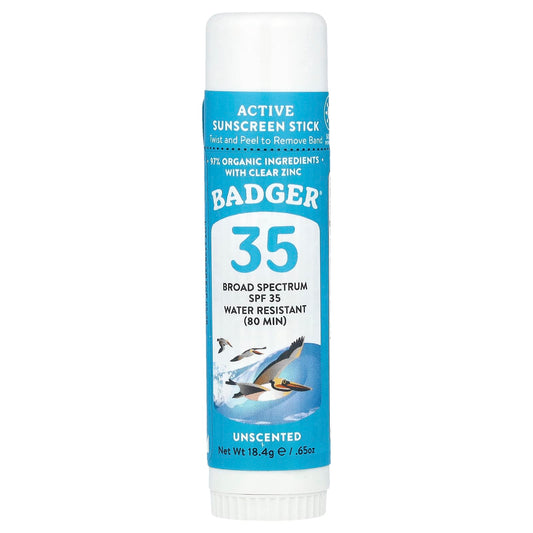 Badger Organic Sunscreen Stick, SPF 35, Unscented - 0.65 oz - Image 1