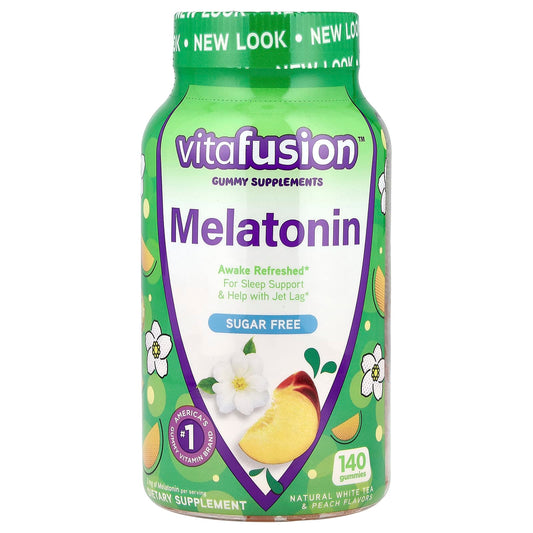 VitaFusion, Melatonin Gummies, Natural White Tea & Peach, Sugar Free, 3 mg, 140 Gummies - Image 1