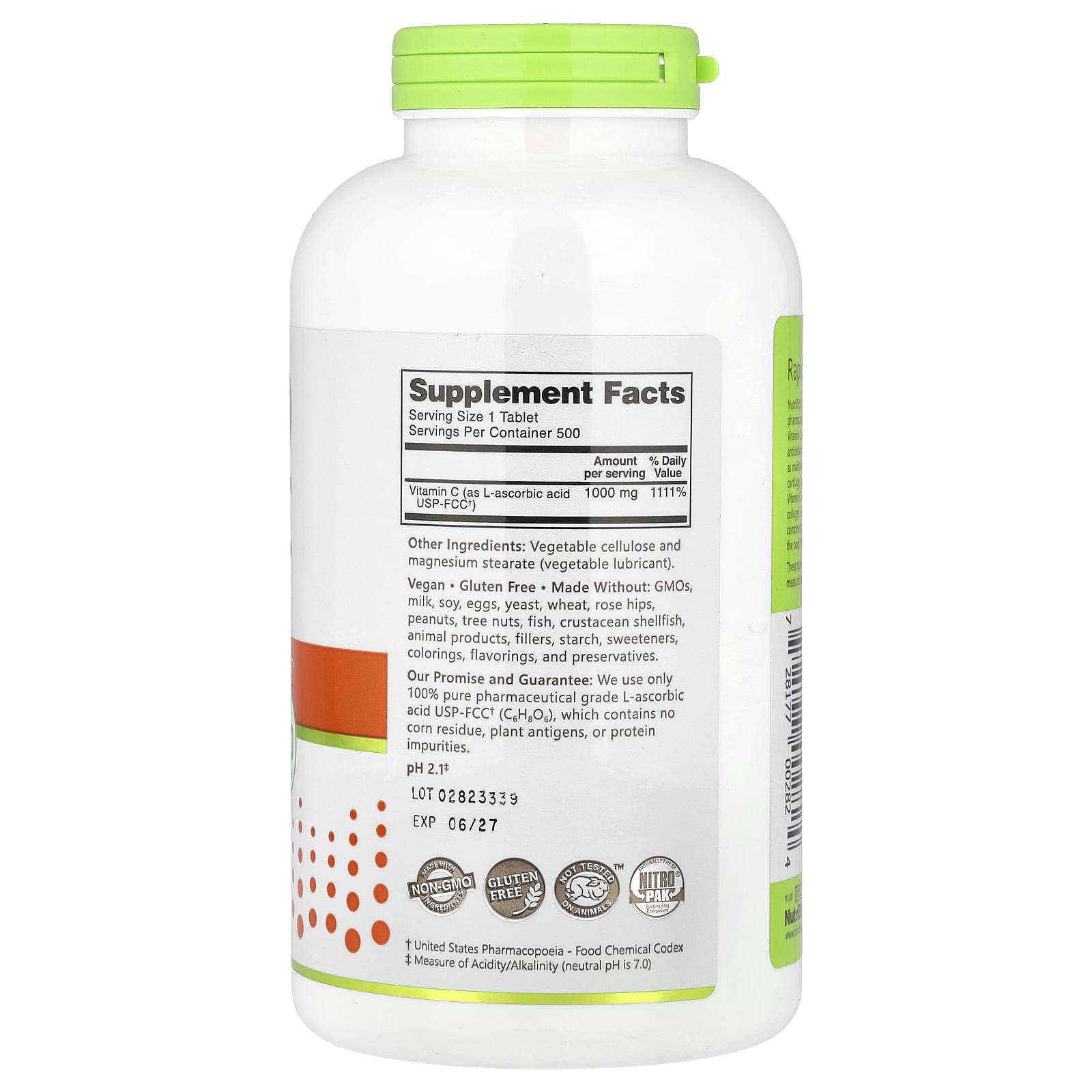 NutriBiotic, Immunity, Vitamin C, 1,000 mg, 500 Vegan Tablets - Image 2