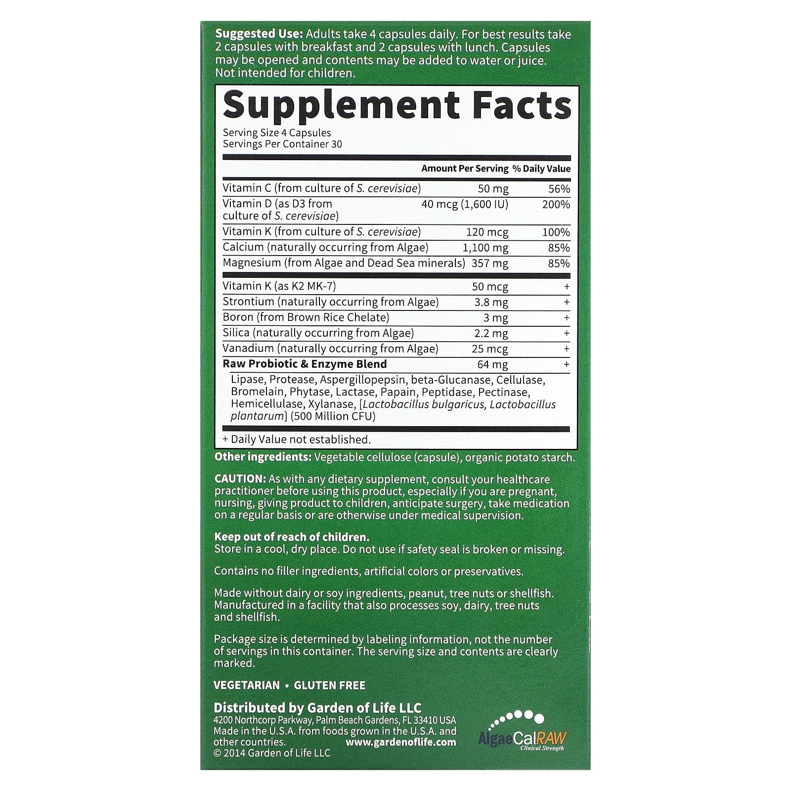 Boost Bone Health with Garden of Life RAW Calcium 120 Capsules - Image 2