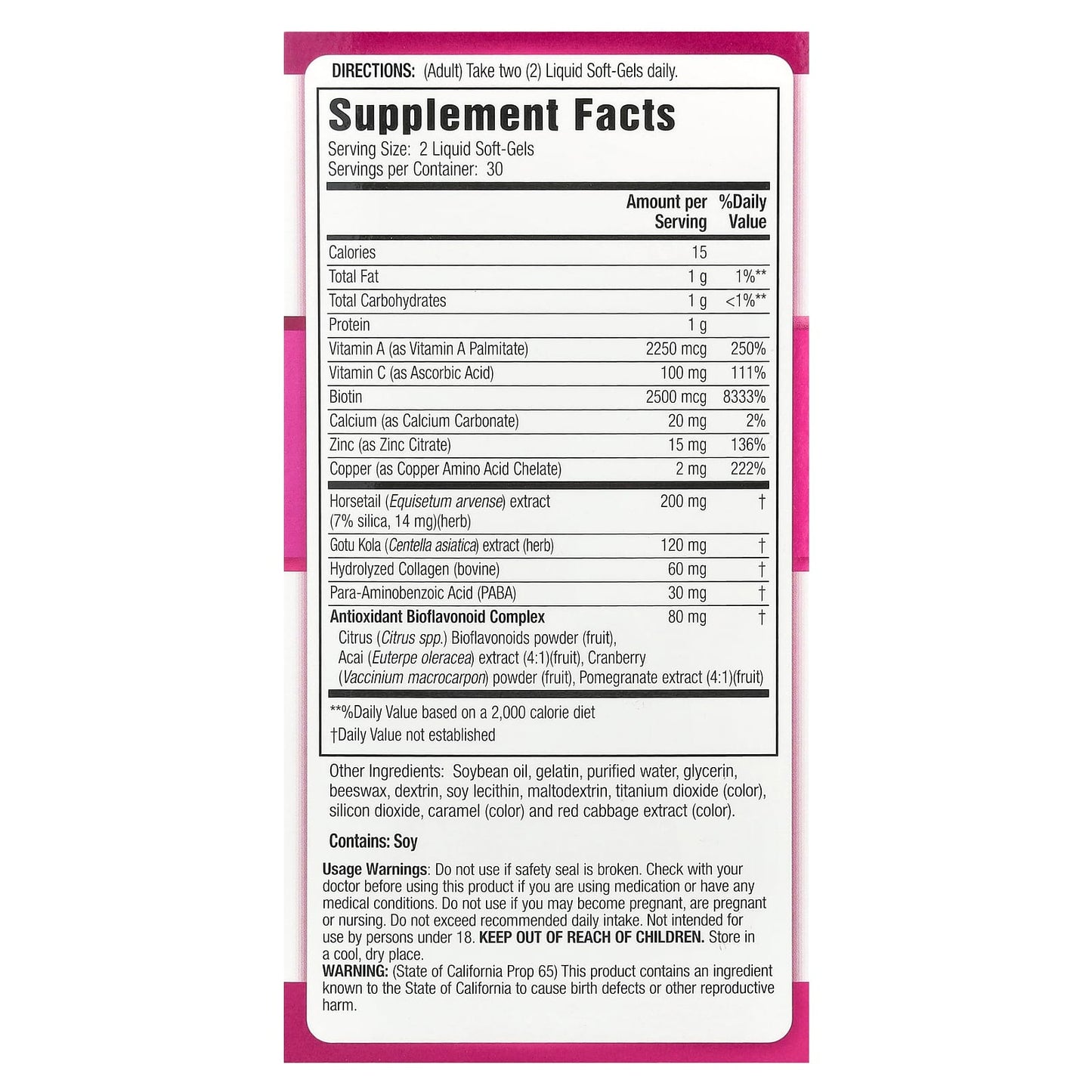 Biotin, Silica, & Collagen Complex for Stronger Hair & Nails - 60 Soft-Gels - Image 2