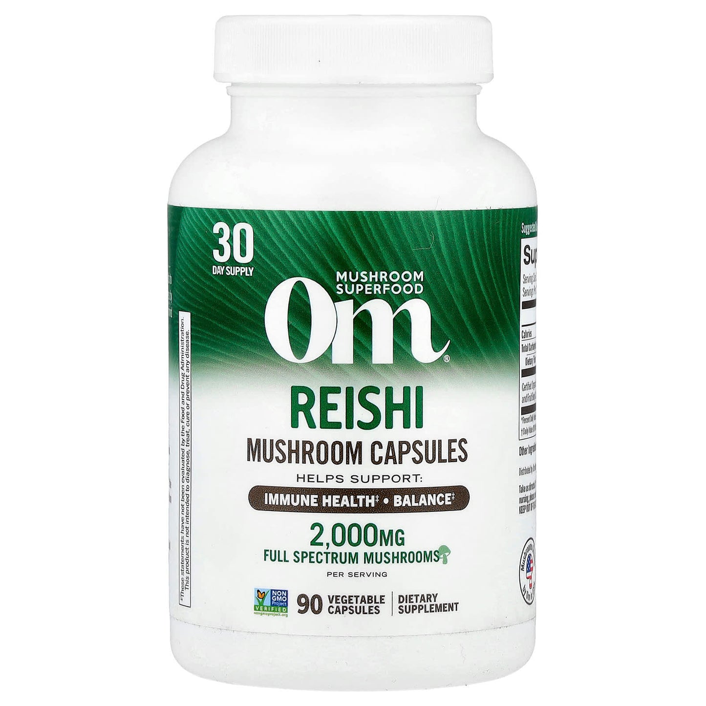 Om Mushrooms, Reishi, 90 Vegetable Capsules (667 mg per Capsule ) - Image 1