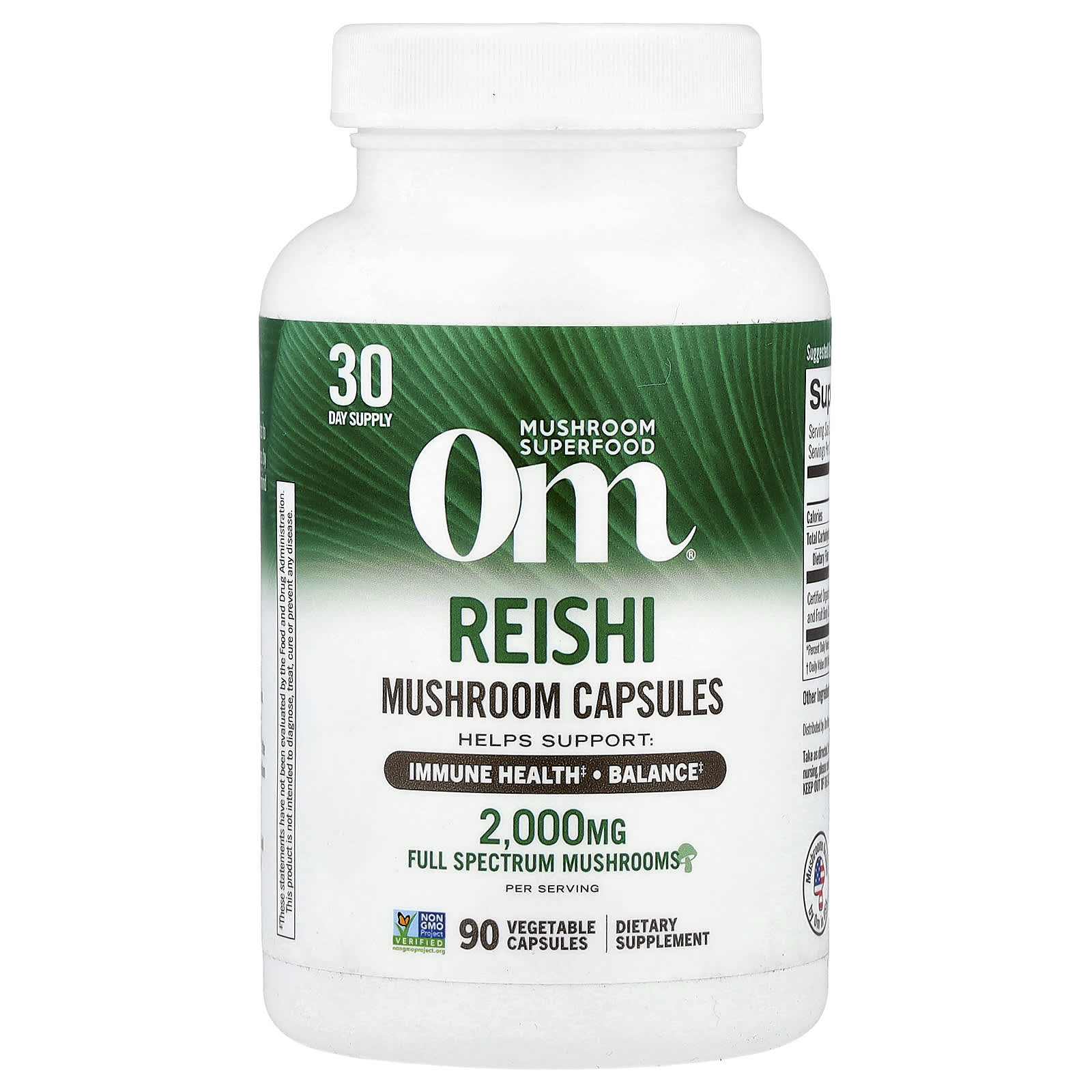 Om Mushrooms, Reishi, 90 Vegetable Capsules (667 mg per Capsule ) - Image 1