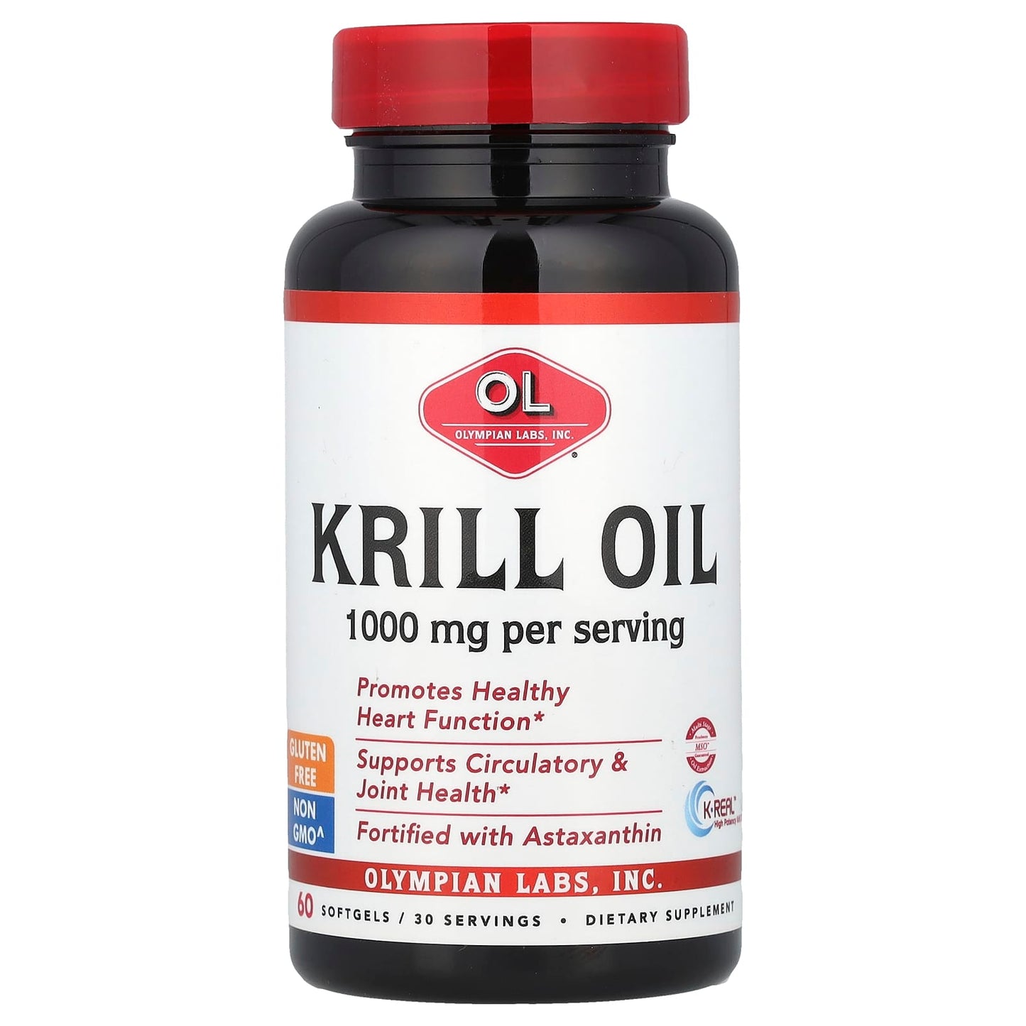 Olympian Labs, Krill Oil, 1,000 mg, 60 Softgels (500 mg per Softgel) - Image 1
