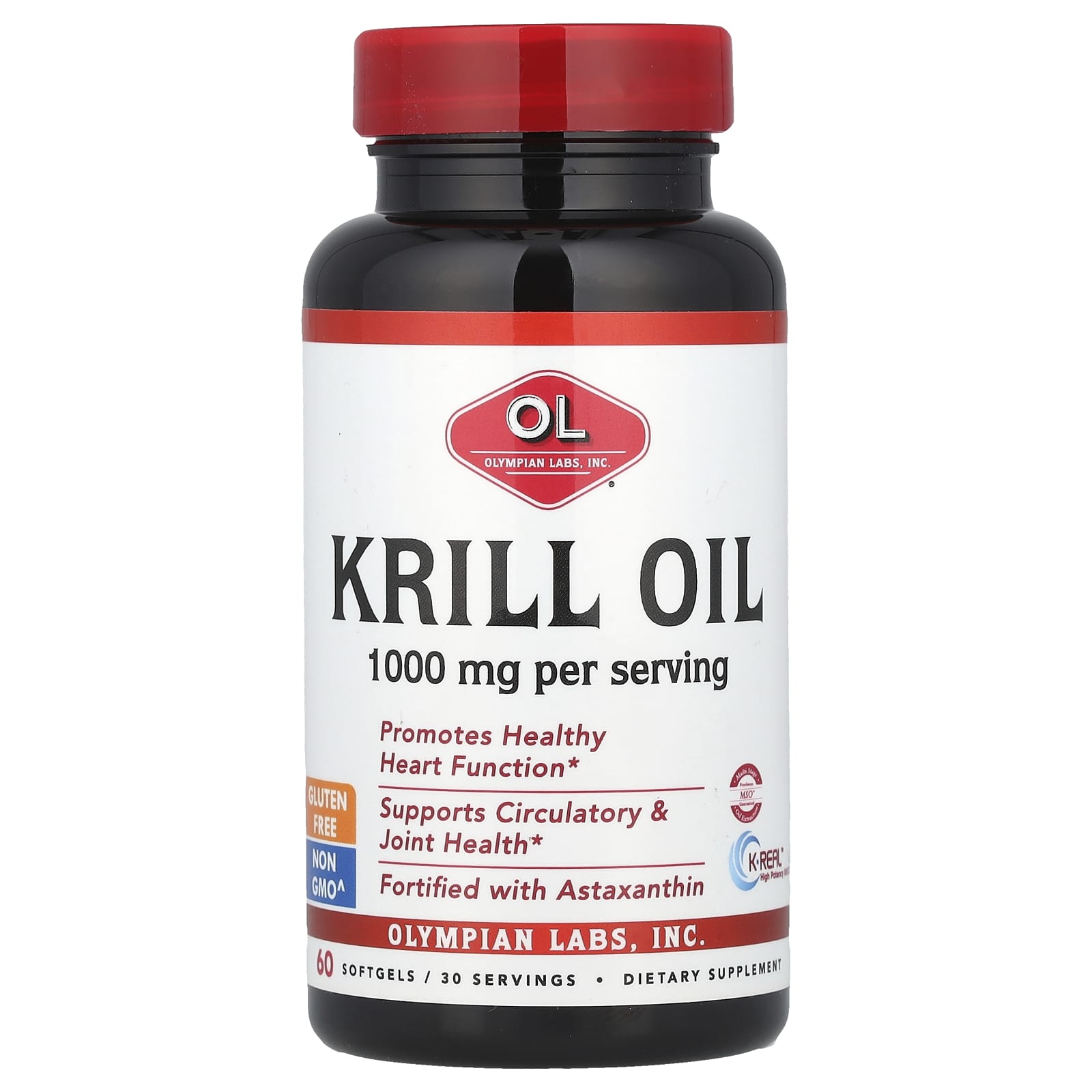 Olympian Labs, Krill Oil, 1,000 mg, 60 Softgels (500 mg per Softgel) - Image 1