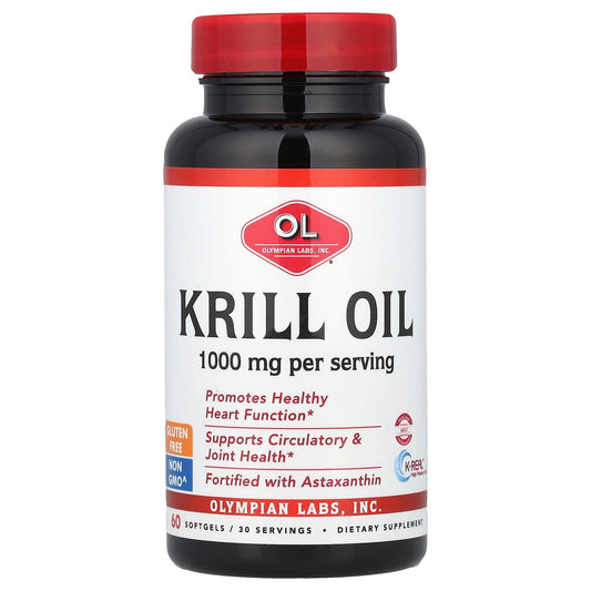Olympian Labs, Krill Oil, 1,000 mg, 60 Softgels (500 mg per Softgel) - Image 1