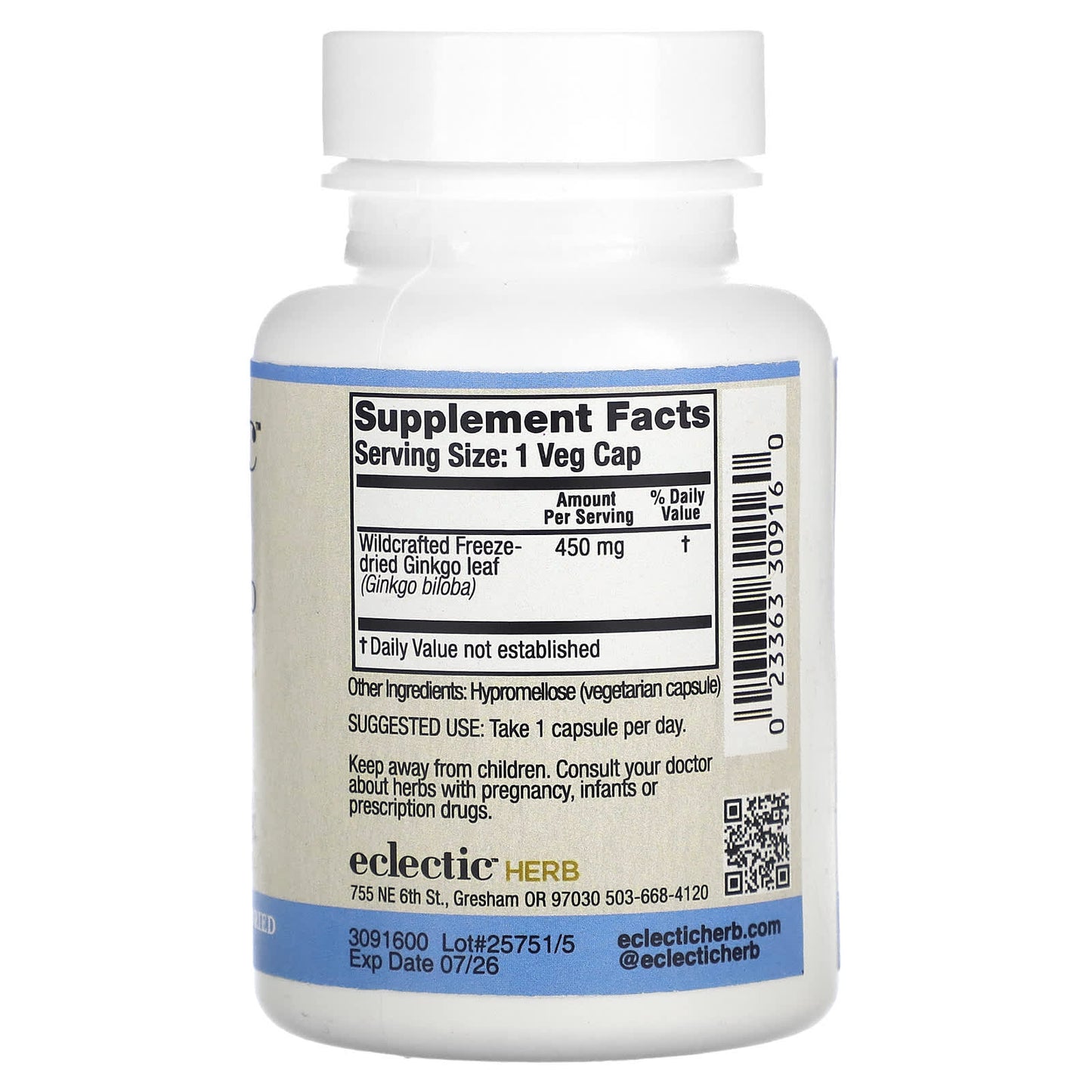 Boost Brainpower with Eclectic Herb Ginkgo 450mg Capsules - Image 2