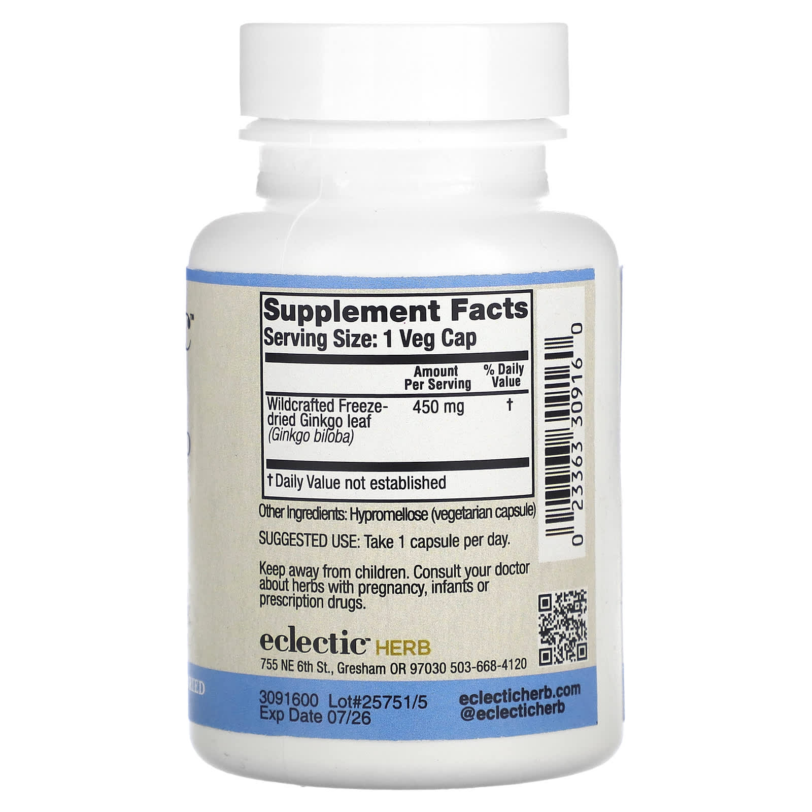 Boost Brainpower with Eclectic Herb Ginkgo 450mg Capsules - Image 2