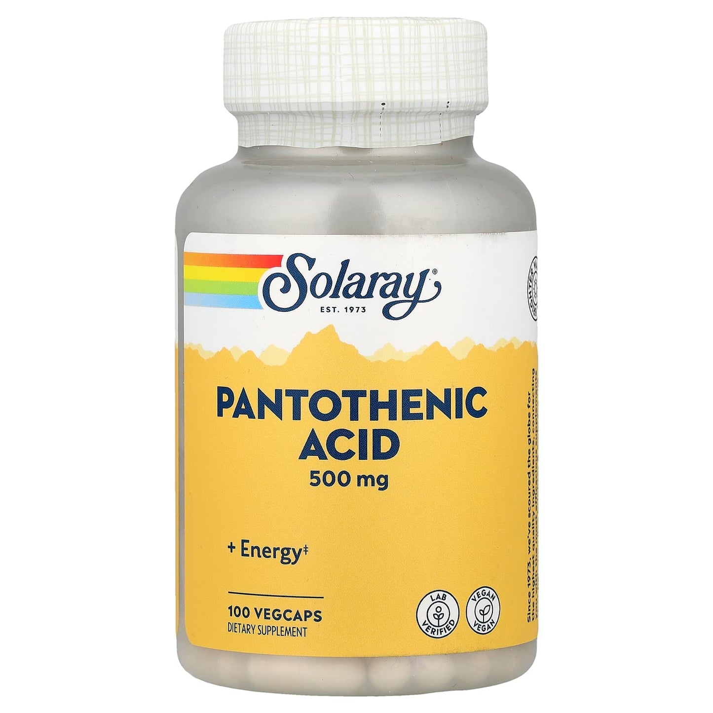Solaray, Pantothenic Acid, 100 VegCaps - Image 1