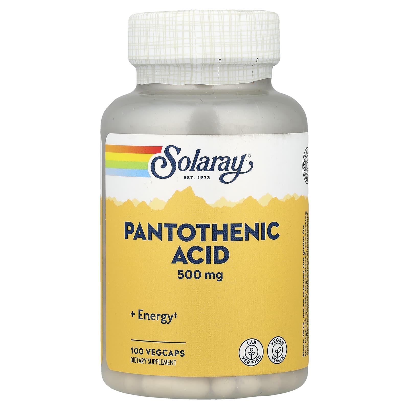 Solaray, Pantothenic Acid, 100 VegCaps - Image 1