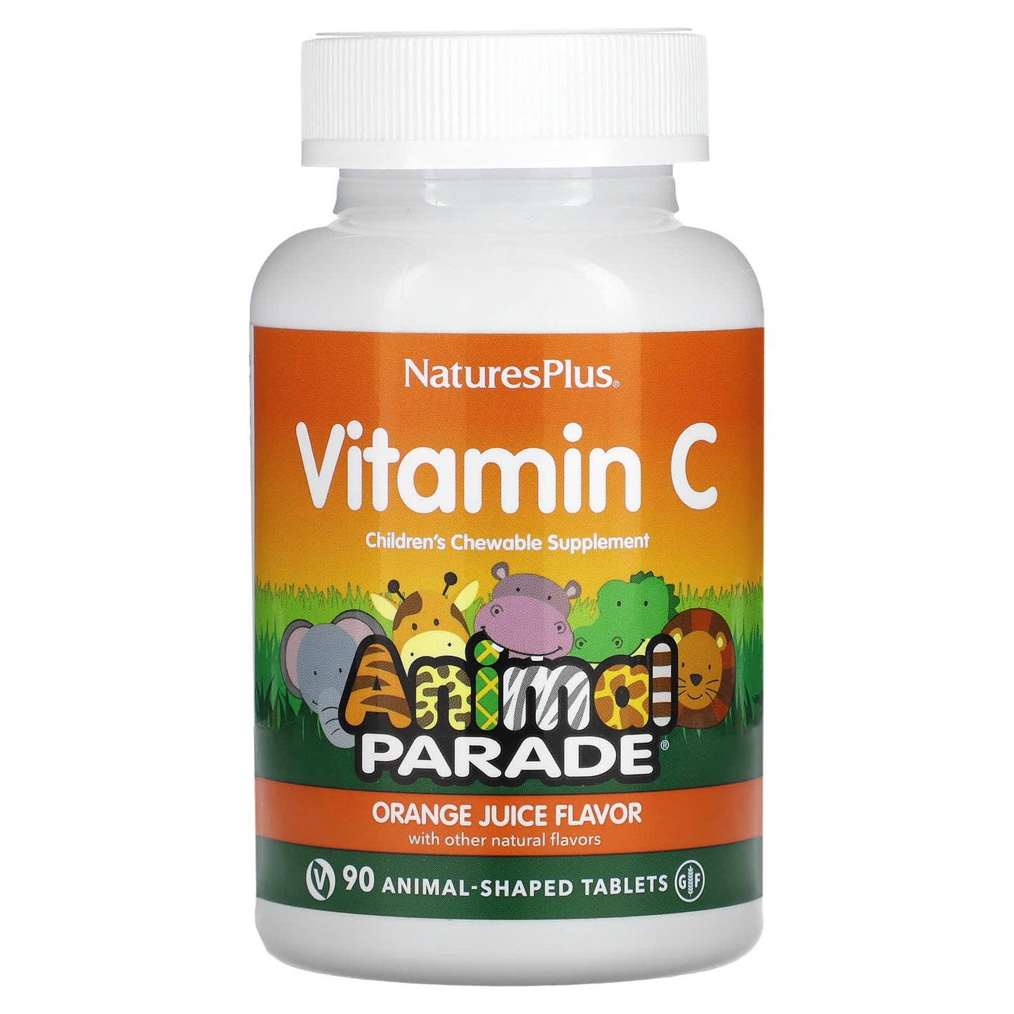 NaturesPlus, Source of Life, Animal Parade, Vitamin C,  Orange Juice, 90 Animal-Shaped Tablets - Image 1