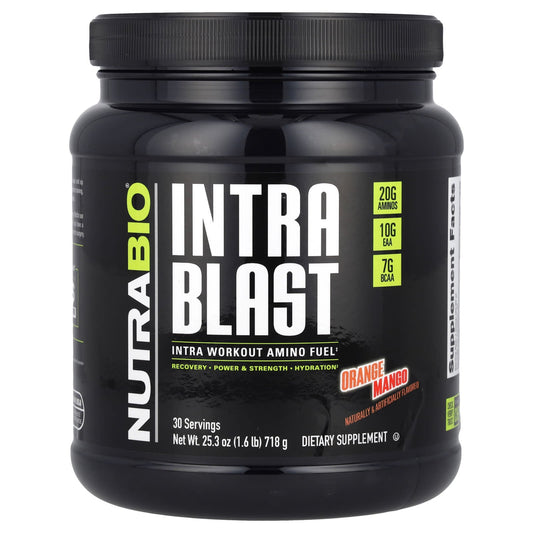 NutraBio, Intra Blast, Intra Workout Amino Fuel, Orange Mango, 1.6 lb (718 g) - Image 1