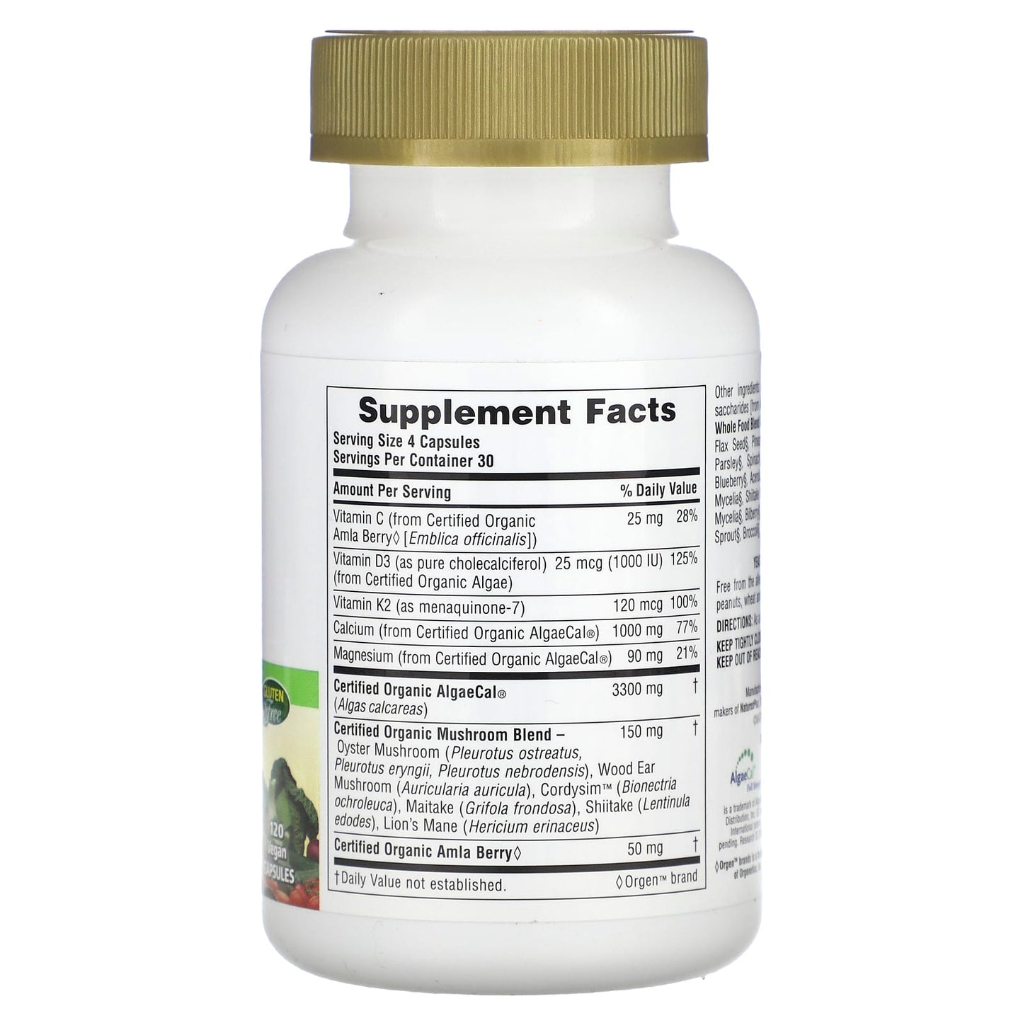 NaturesPlus, Source of Life Garden, Organic Bone Support, 120 Vegan Capsules - Image 2