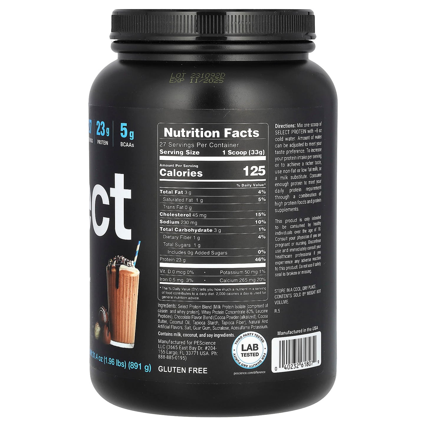 PEScience, Select Protein™ Powder Drink Mix, Chocolate Truffle, 1.96 lbs (891 g) - Image 2