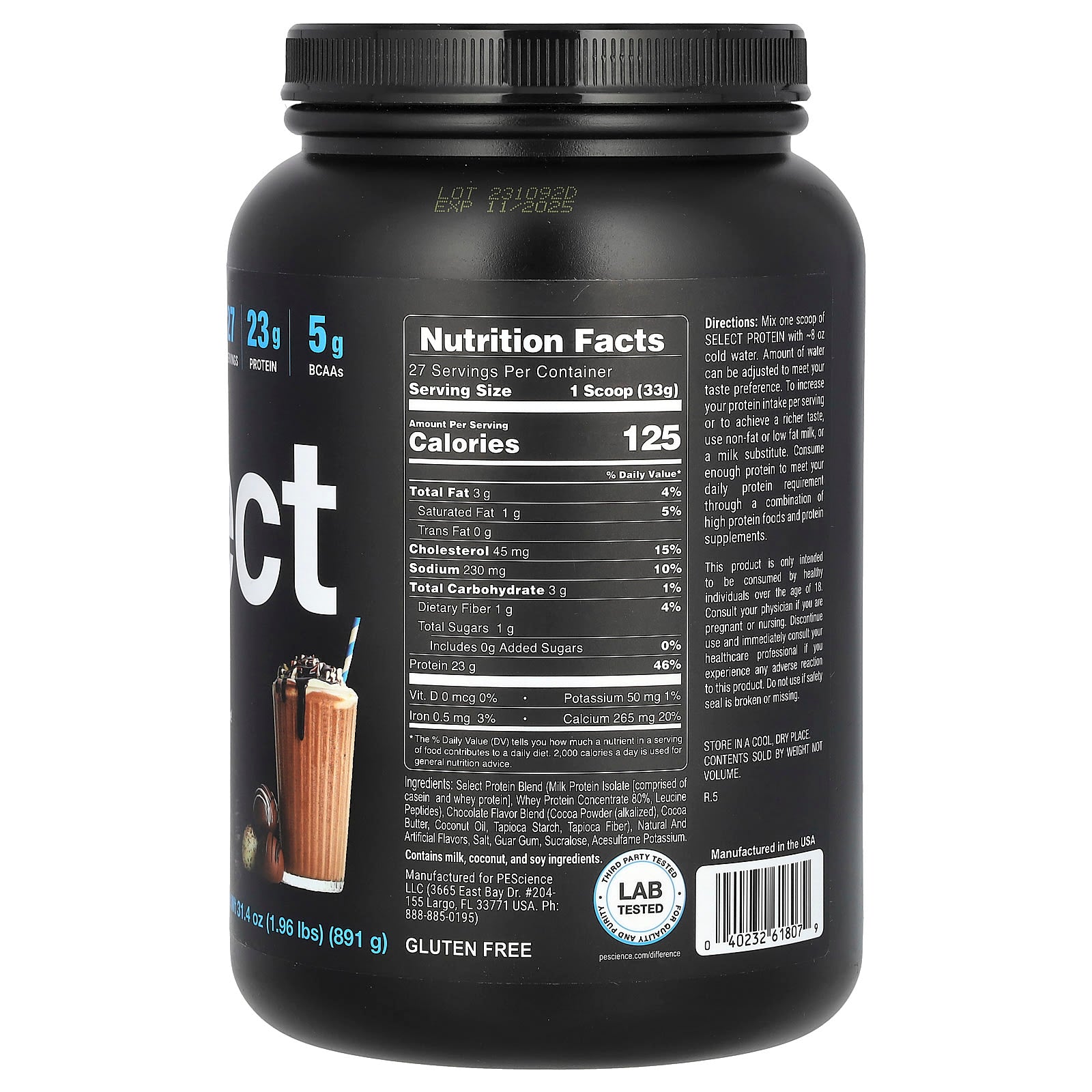 PEScience, Select Protein™ Powder Drink Mix, Chocolate Truffle, 1.96 lbs (891 g) - Image 2