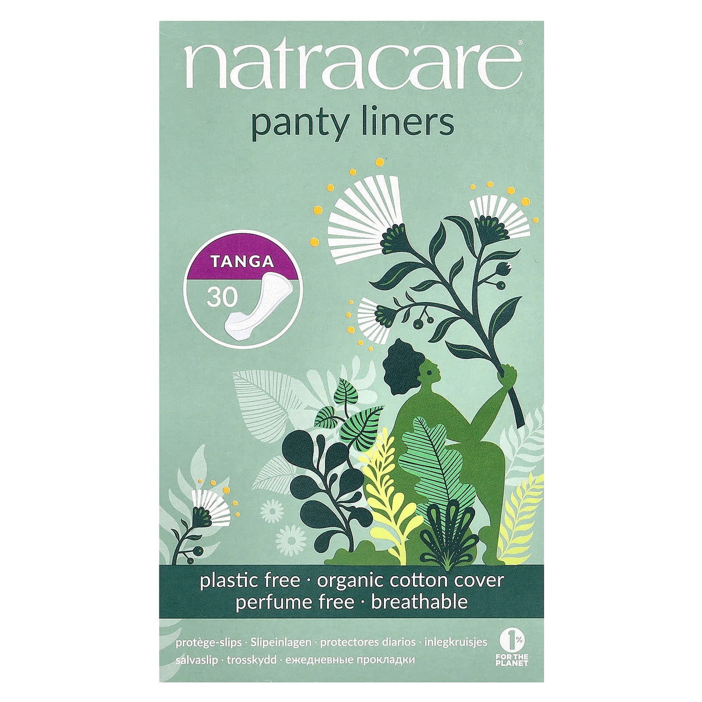 Natracare, Panty Liners, Organic Cotton Cover, Tanga, 30 Liners - Image 1