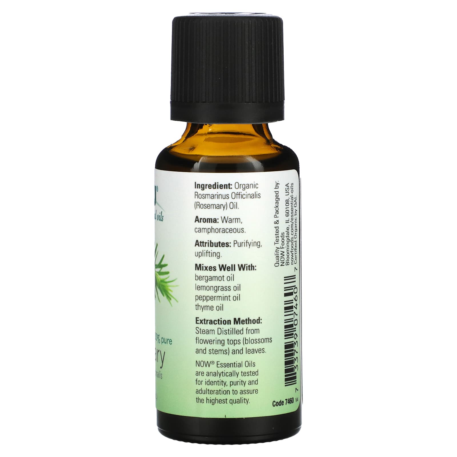 NOW Foods, Organic Essential Oils, Rosemary, 1 fl oz (30 ml) - Image 2