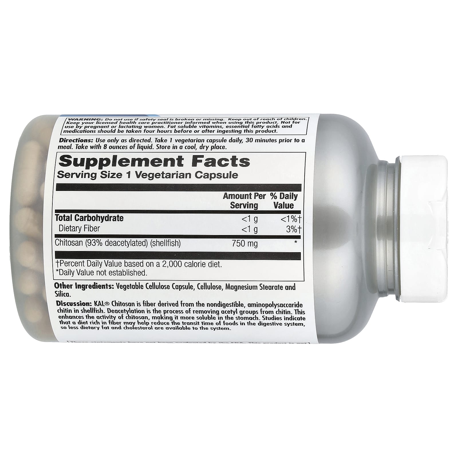 KAL Chitosan 750 mg Fiber Supplement for Weight Loss & Digestive Health - Image 2