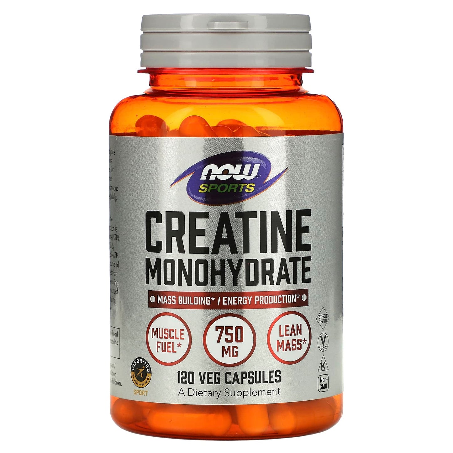 NOW Foods, Sports, Creatine Monohydrate, 750 mg, 120 Veg Capsules - Image 1