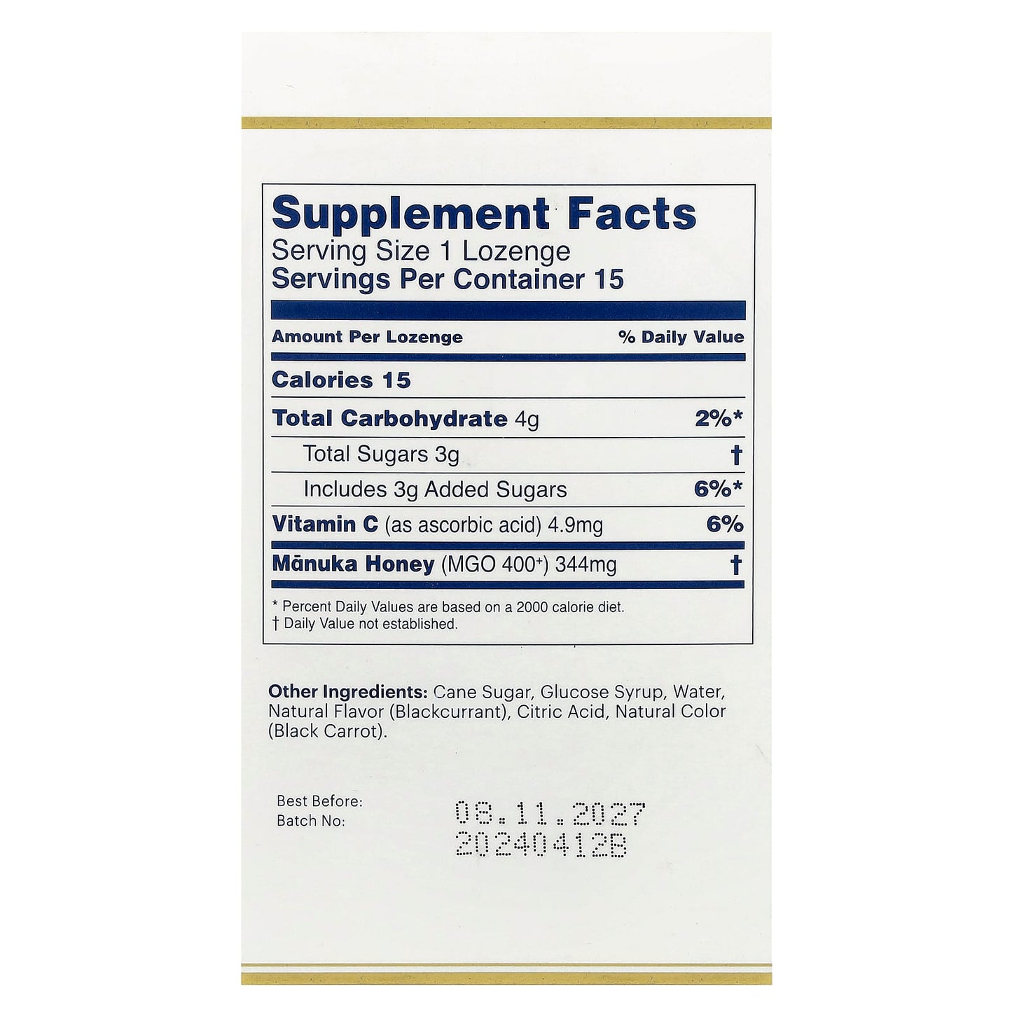 Manuka Health, Manuka Honey Lozenges, Natural Blackcurrant, MGO 400+, 15 Lozenges - Image 2