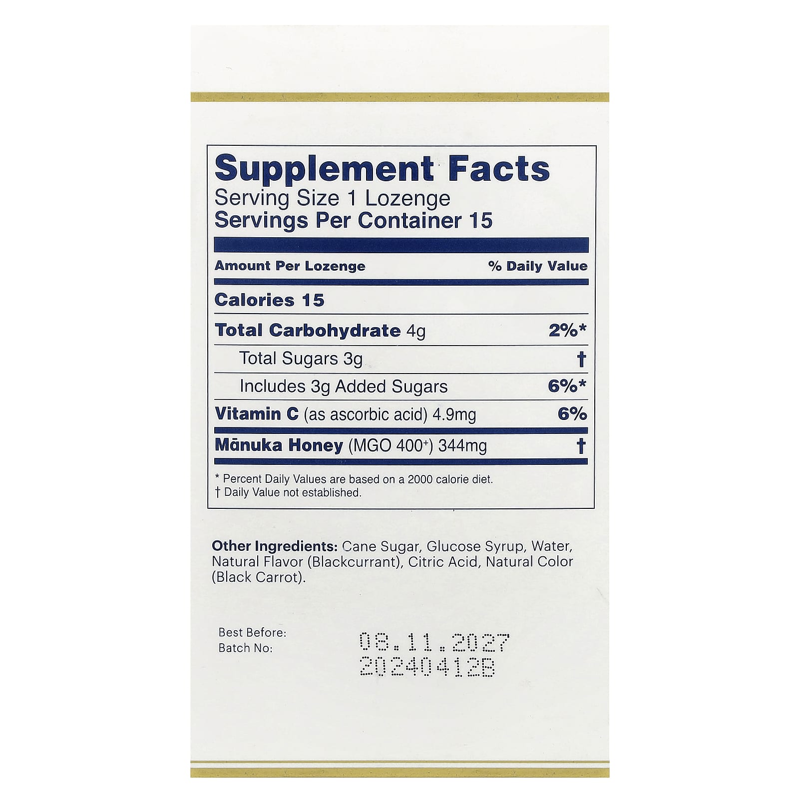 Manuka Health, Manuka Honey Lozenges, Natural Blackcurrant, MGO 400+, 15 Lozenges - Image 2