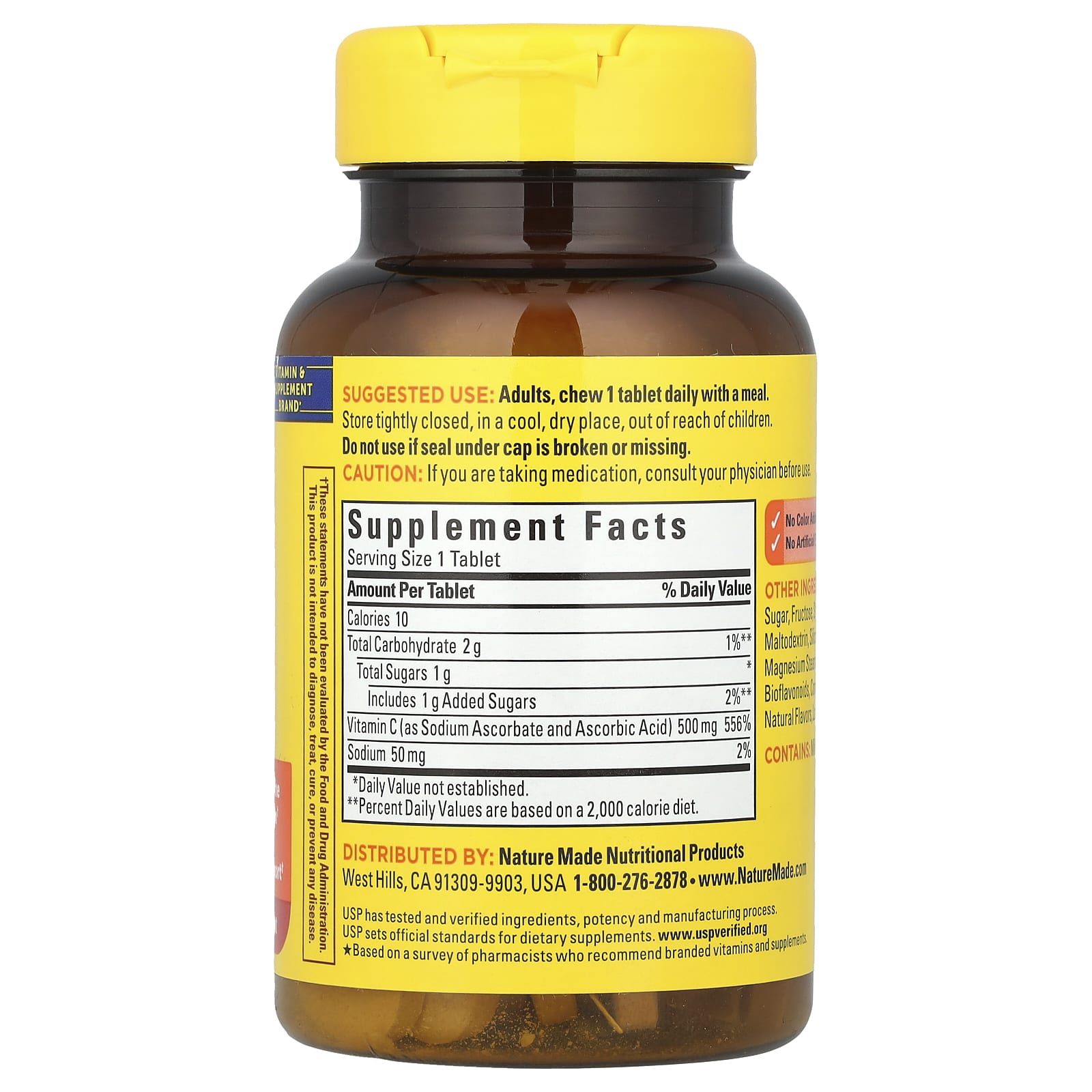 Nature Made, Vitamin C Chewable, Orange, 500 mg, 60 Tablets - Image 2