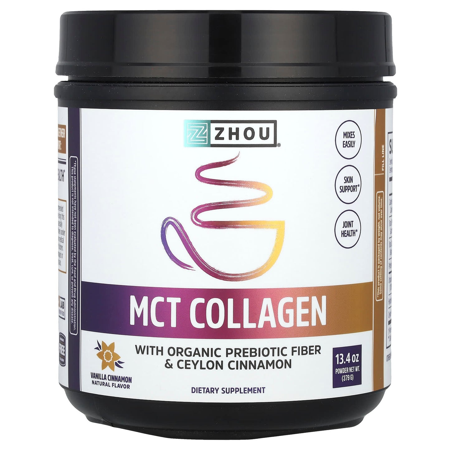 Zhou Nutrition, MCT Collagen, Vanilla Cinnamon, 13.4 oz (379 g) - Image 1