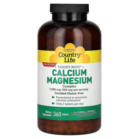 Country Life Calcium-Magnesium Complex - 360 Tablets for Optimal Bone Health - Image 1