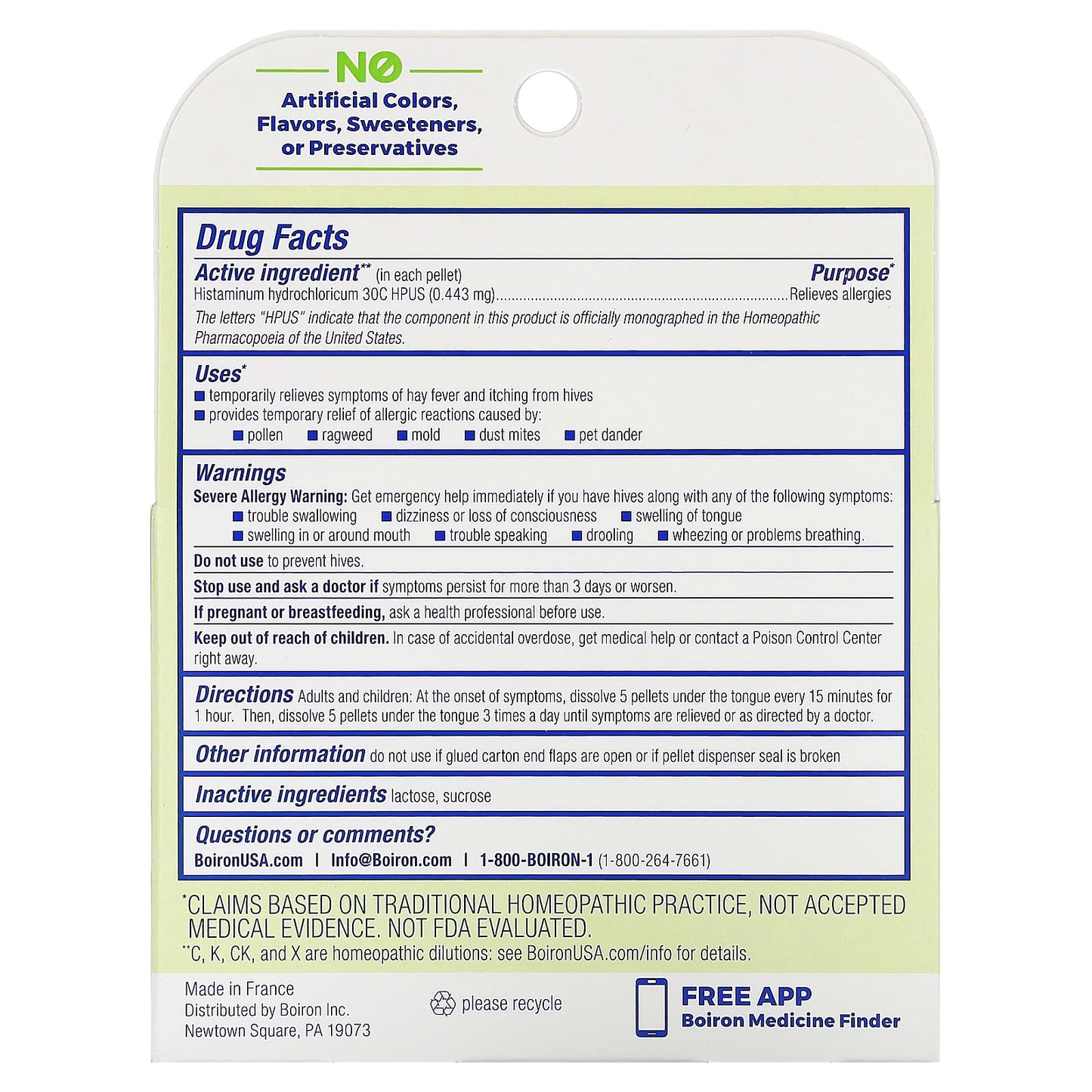 Boiron Allergy Relief 30C - Fast, Non-Drowsy Hay Fever & Hives Relief - Image 2