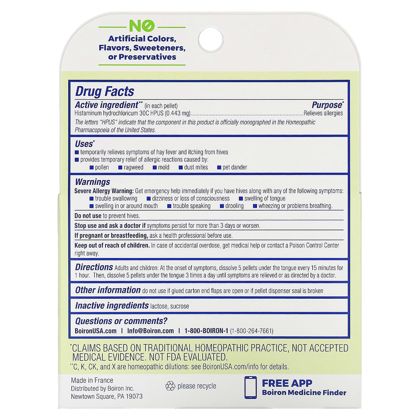 Boiron Allergy Relief 30C - Fast, Non-Drowsy Hay Fever & Hives Relief - Image 2