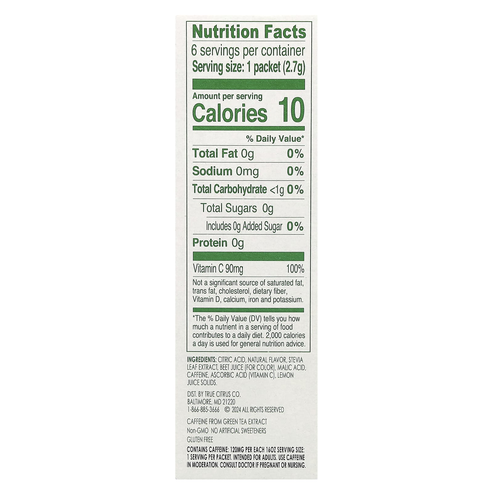 True Citrus, True Lemon®, Energy, Wild Cherry Cranberry, 6 Packets, 0.095 oz (2.7 g) Each - Image 2