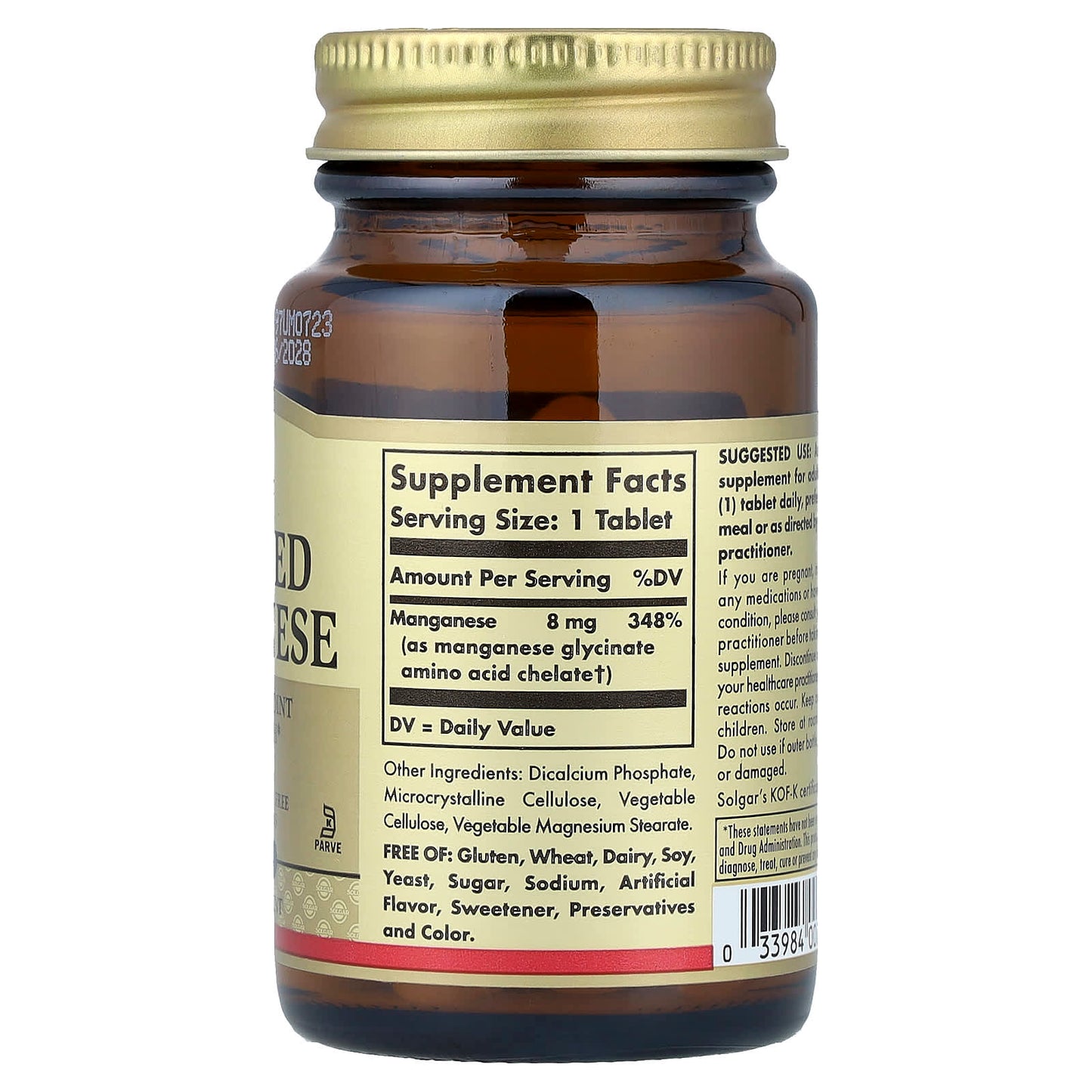 Solgar, Chelated Manganese, 100 Tablets (8 mg per Tablet) - Image 2