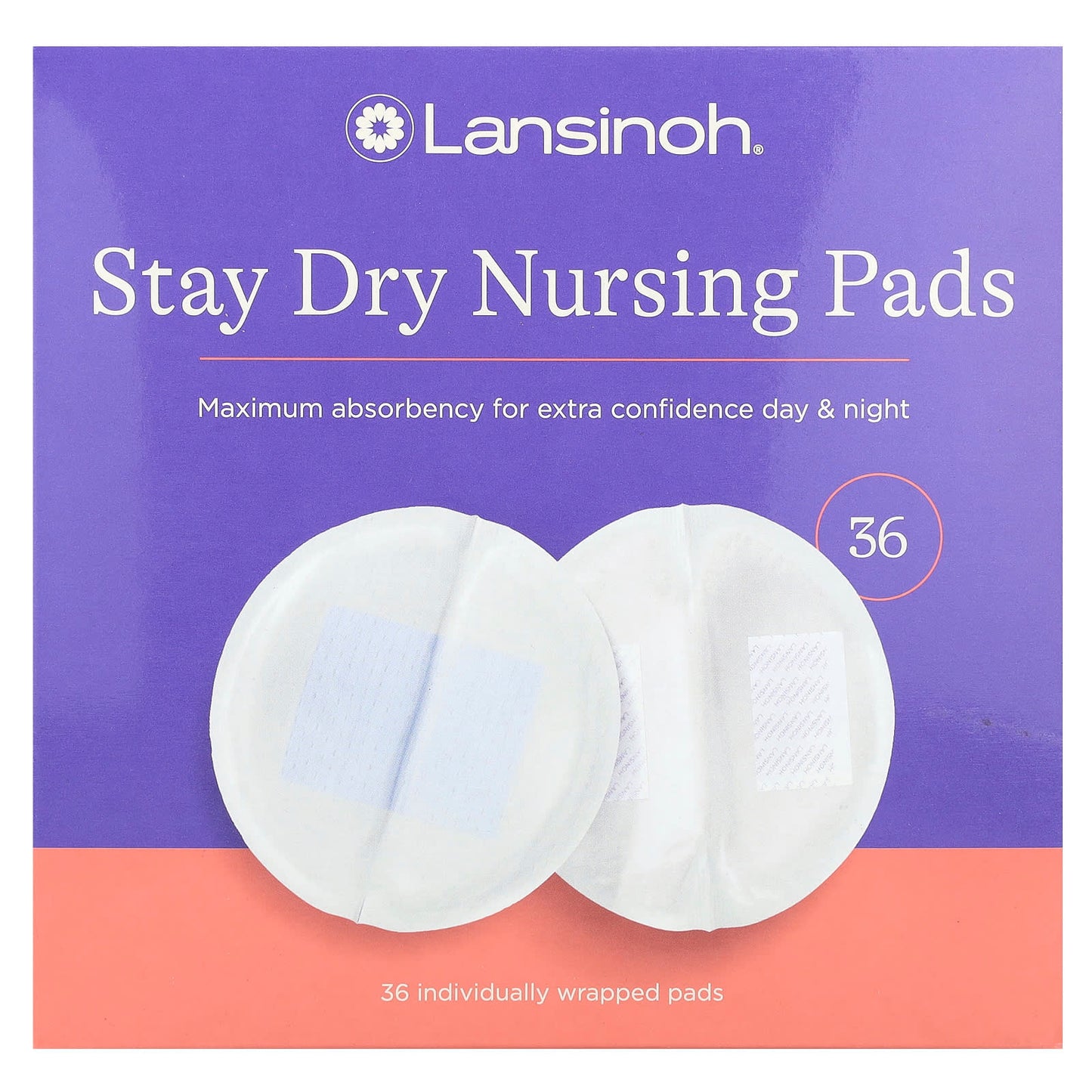 Lansinoh, Stay Dry Nursing Pads, 36 Individually Wrapped Pads - Image 1