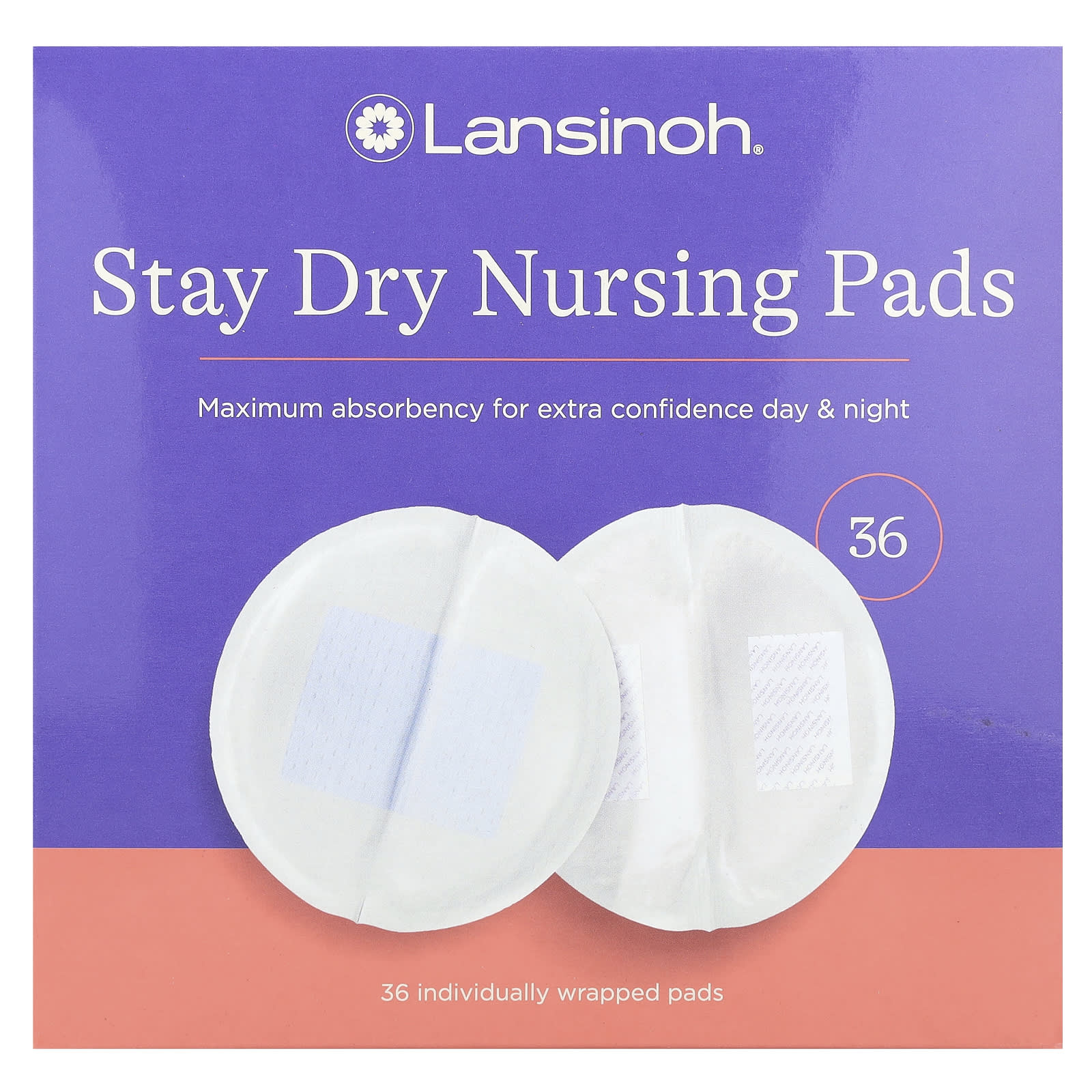 Lansinoh, Stay Dry Nursing Pads, 36 Individually Wrapped Pads - Image 1