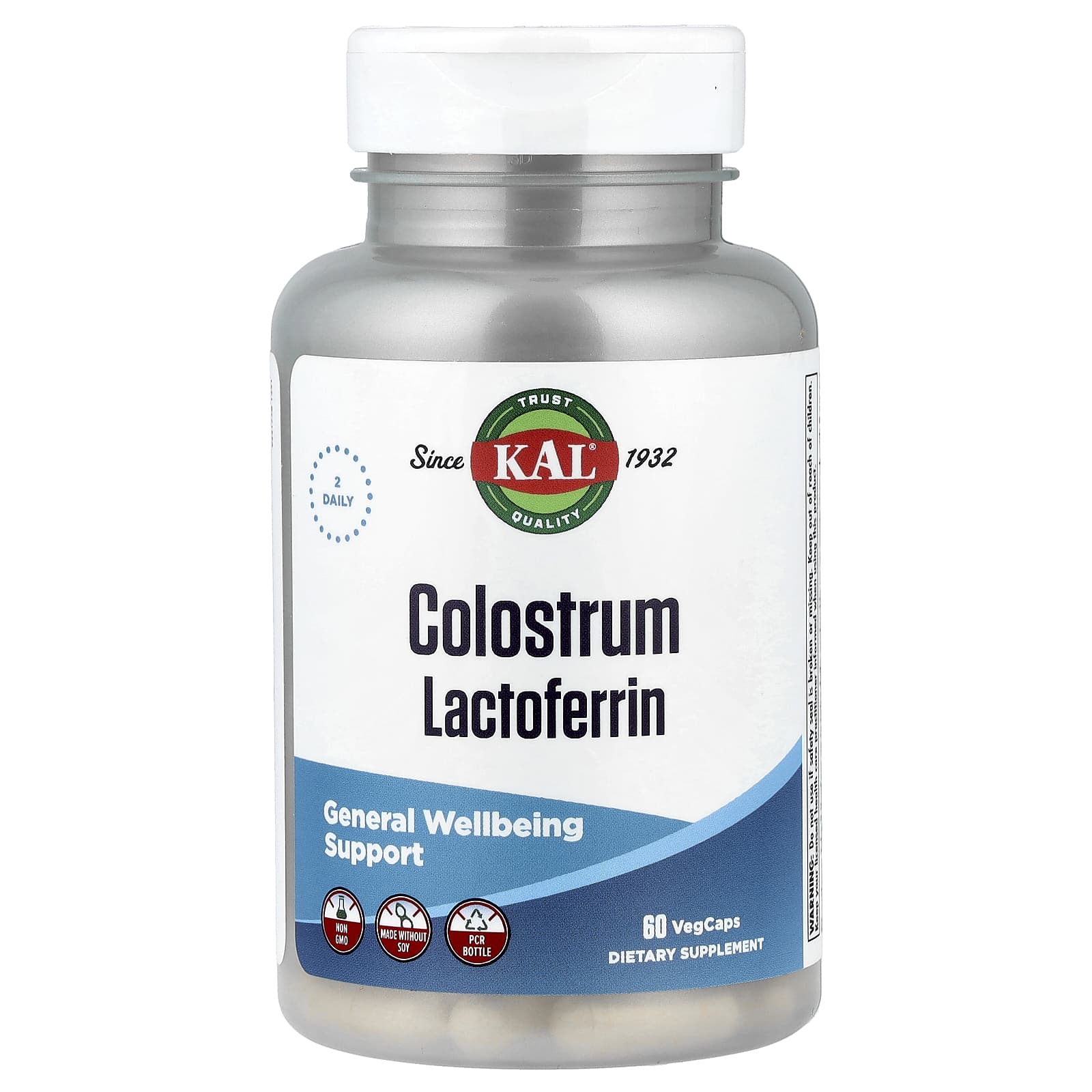 KAL Colostrum Lactoferrin 200mg, 60 VegCaps - Immune Support Supplement - Image 1