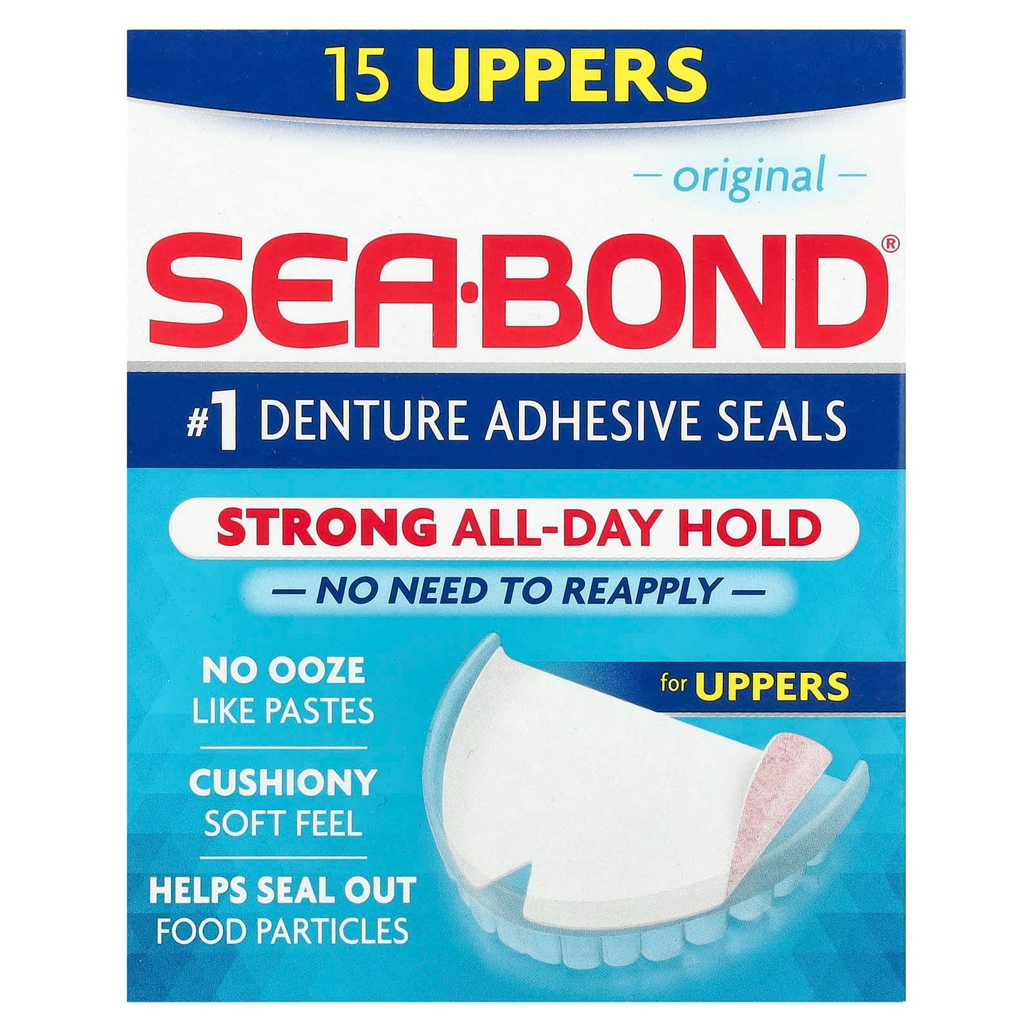 SeaBond, Denture Adhesive Seals, Original, 15 Uppers - Image 1