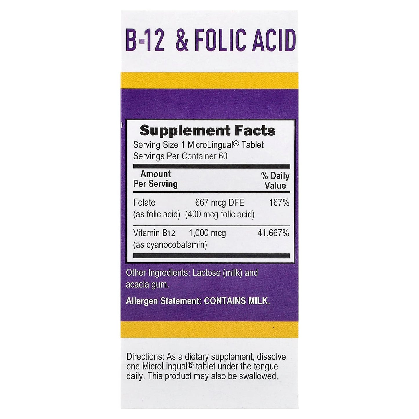 Superior Source, Cyanocobalamin B-12  & Folic Acid, 60 MicroLingual Instant Dissolve Tablets - Image 2