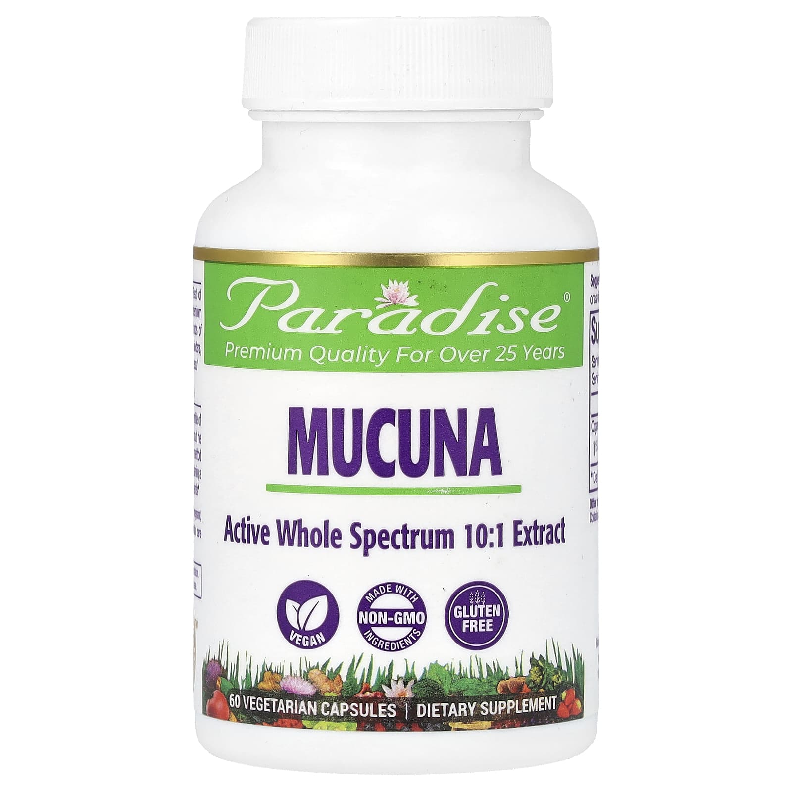 Paradise Herbs, Mucuna, 60 Vegetarian Capsules (250 mg per Capsule) - Image 1