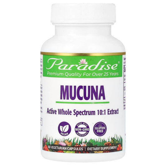 Paradise Herbs, Mucuna, 60 Vegetarian Capsules (250 mg per Capsule) - Image 1