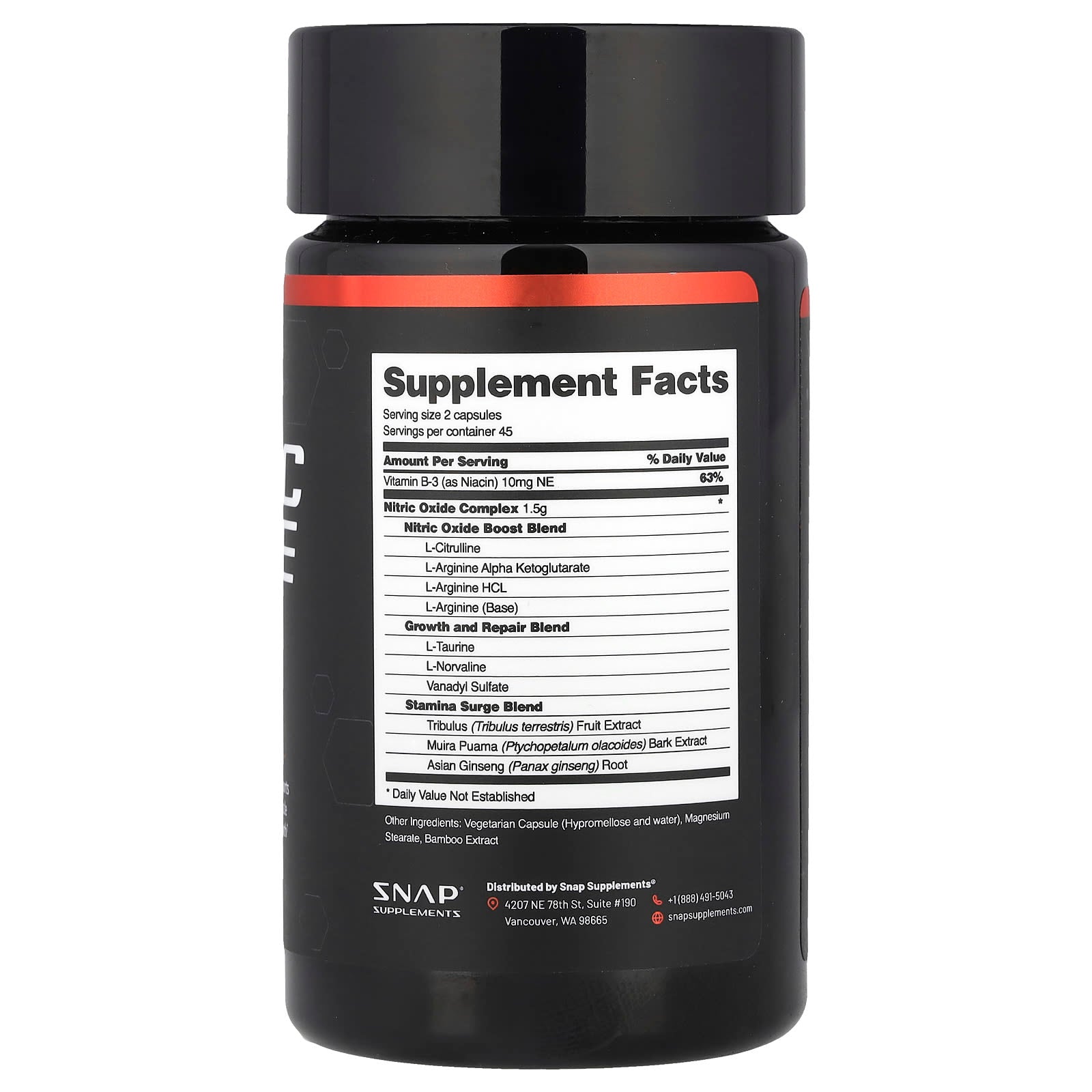 Snap Supplements, Nitric Oxide Booster, 90 Capsules - Image 2