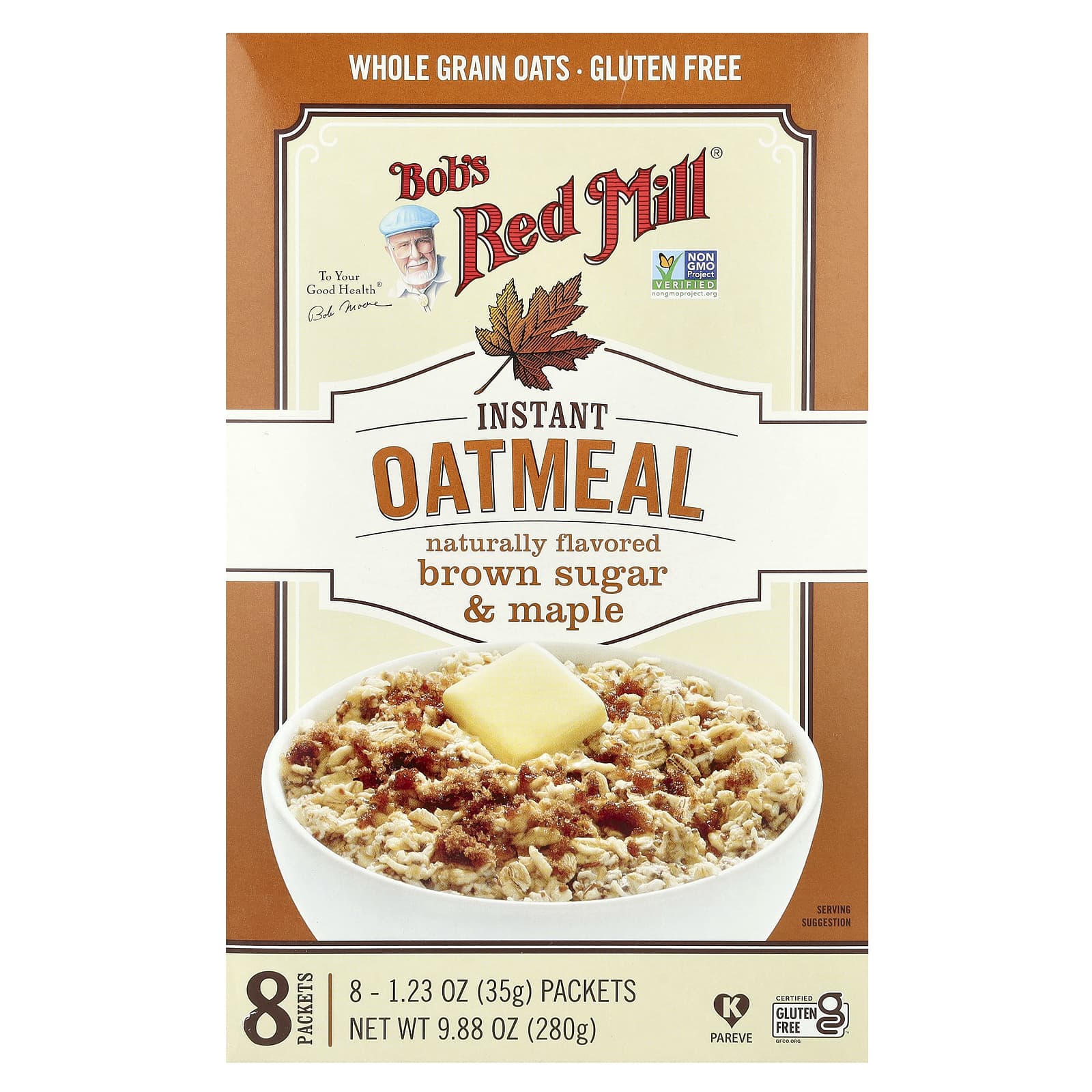 Bob's Red Mill Gluten-Free Instant Oatmeal, Brown Sugar & Maple - Image 1
